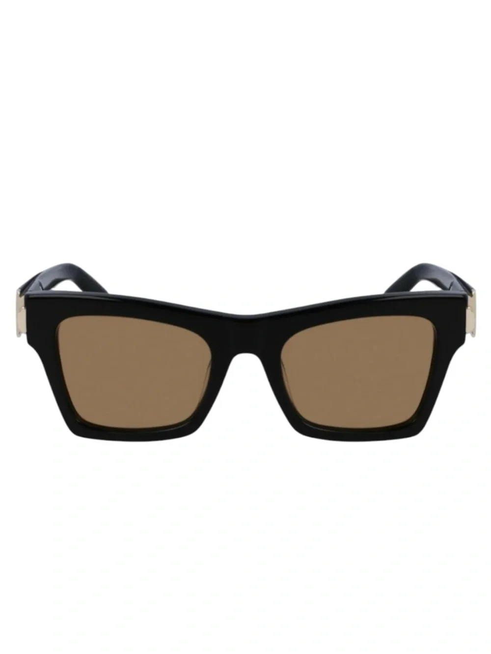 Salvatore Ferragamo SF2013S Black Gold Square Brown Lens 52 mm Sunglasses NIB